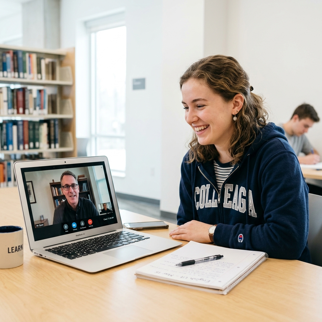 Student learning from a tutor online